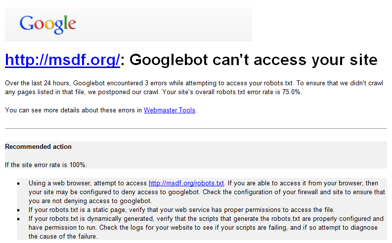 Googlebot can't access your site