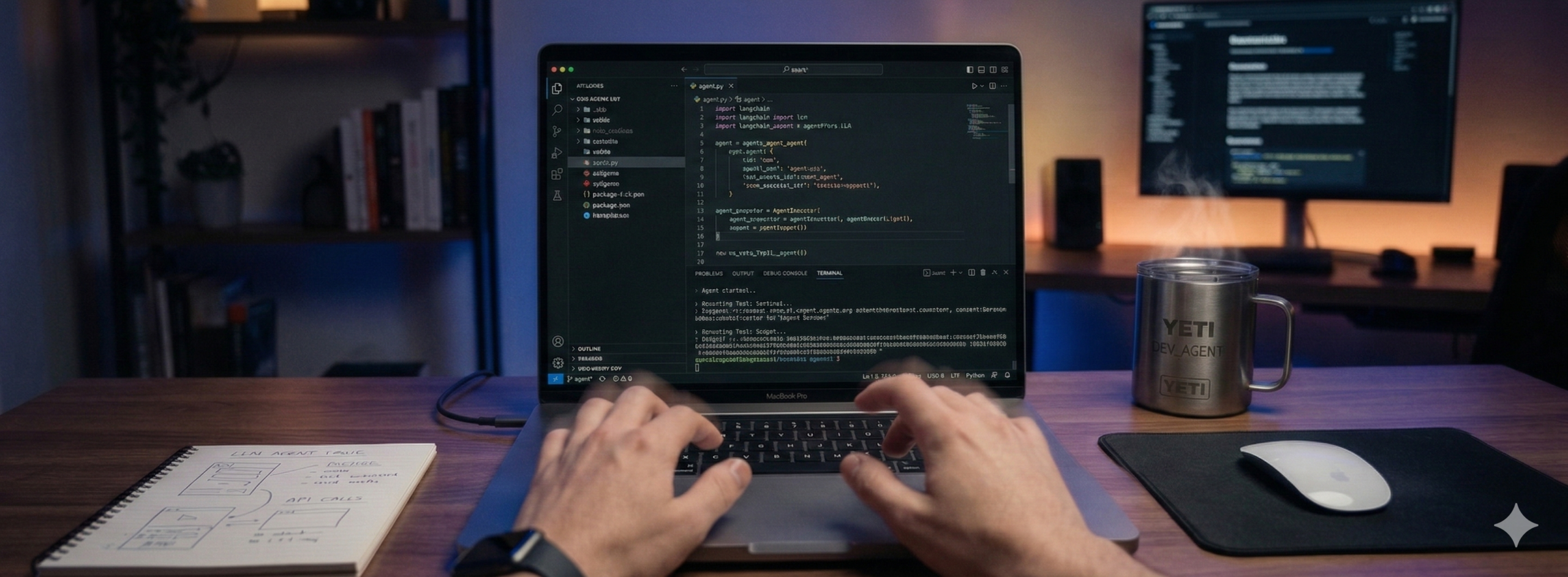 Hands typing on a MacBook Pro